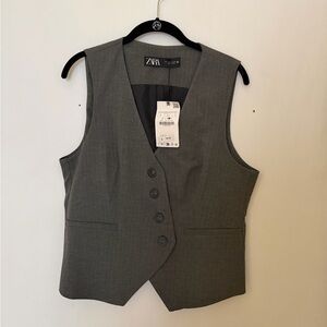 Zara pinstripe gray vest new with tags
